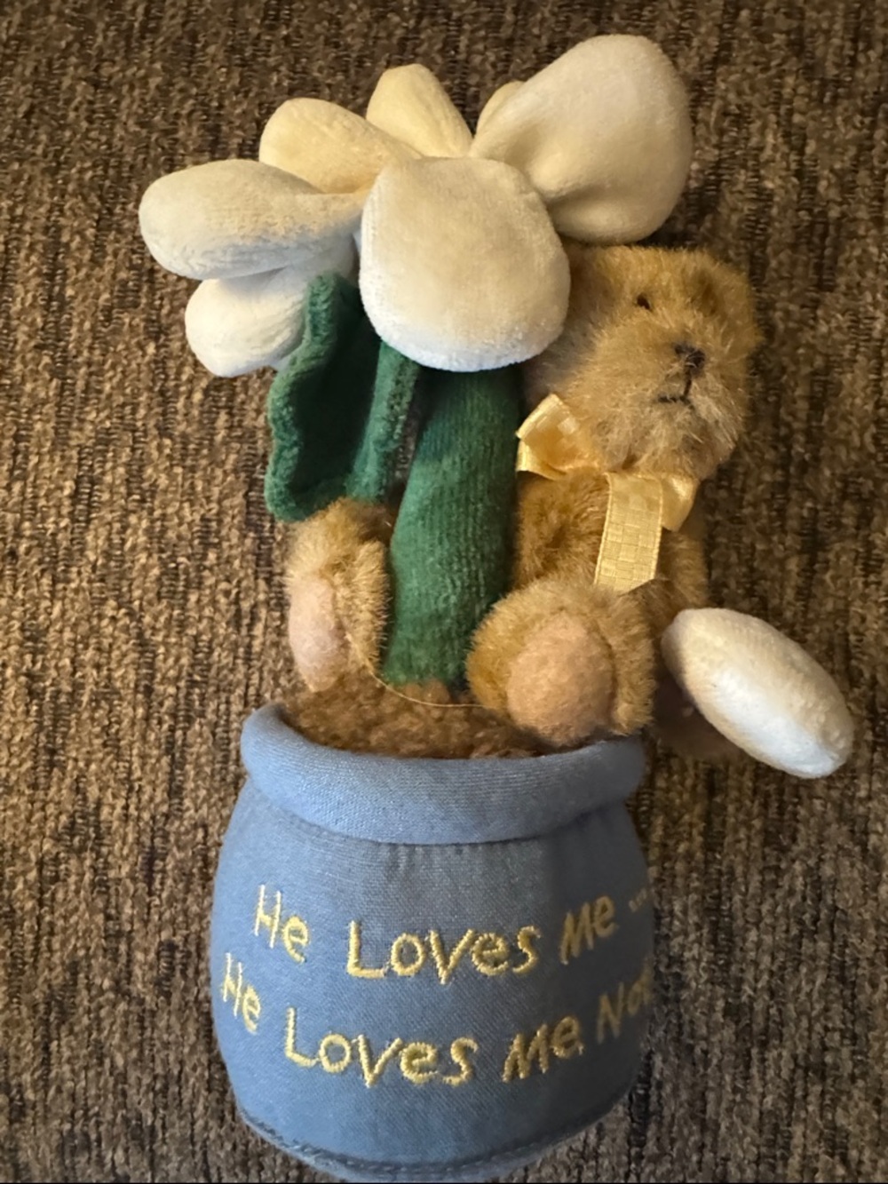 Boyd’s Plush Teddy Bear in Blue Flower Pot - He Loves Me Design